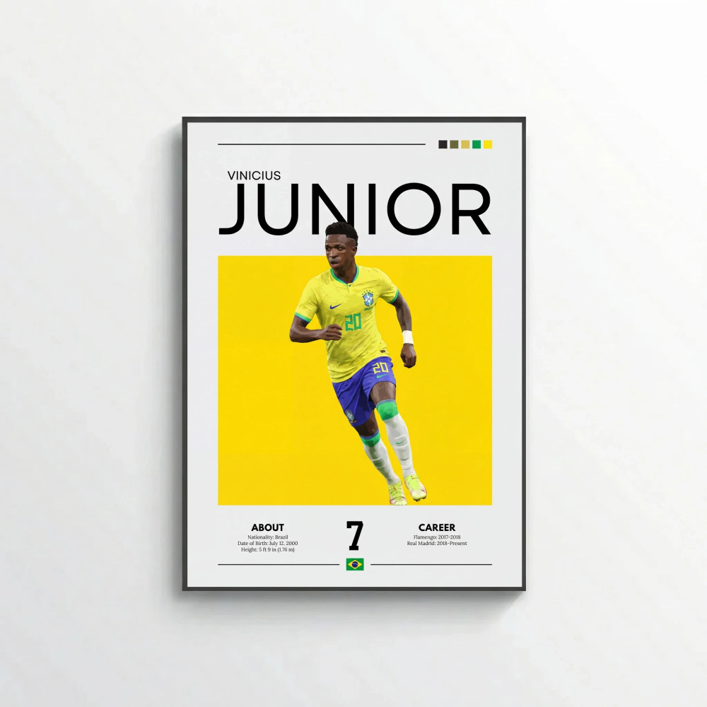 Vinicius Jr Football Poster – Modern Brazil Sports Wall Art