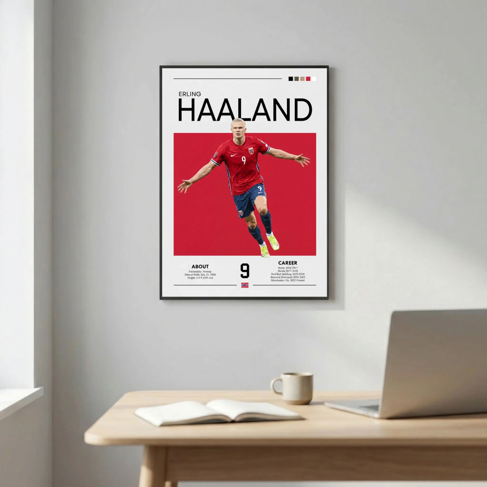 Erling Haaland Football Poster – Modern Sports Wall Art