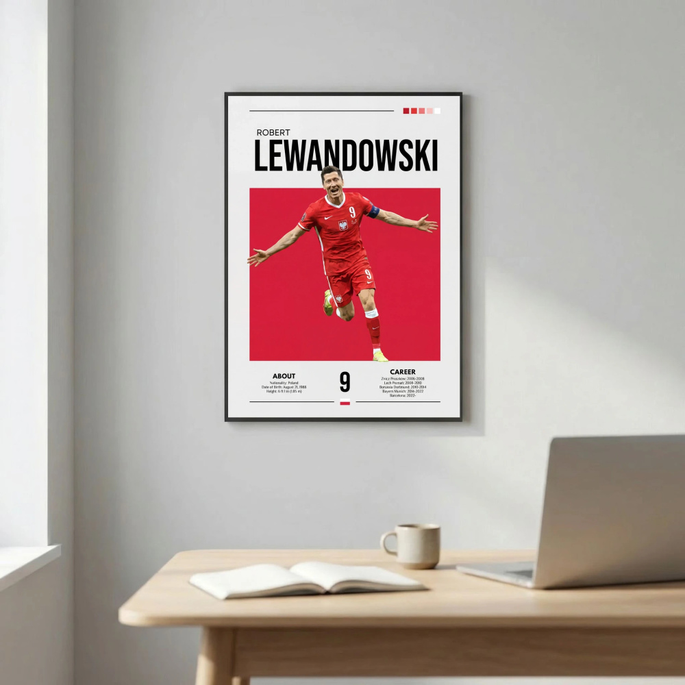 Robert Lewandowski Football Poster – Modern Sports Wall Art