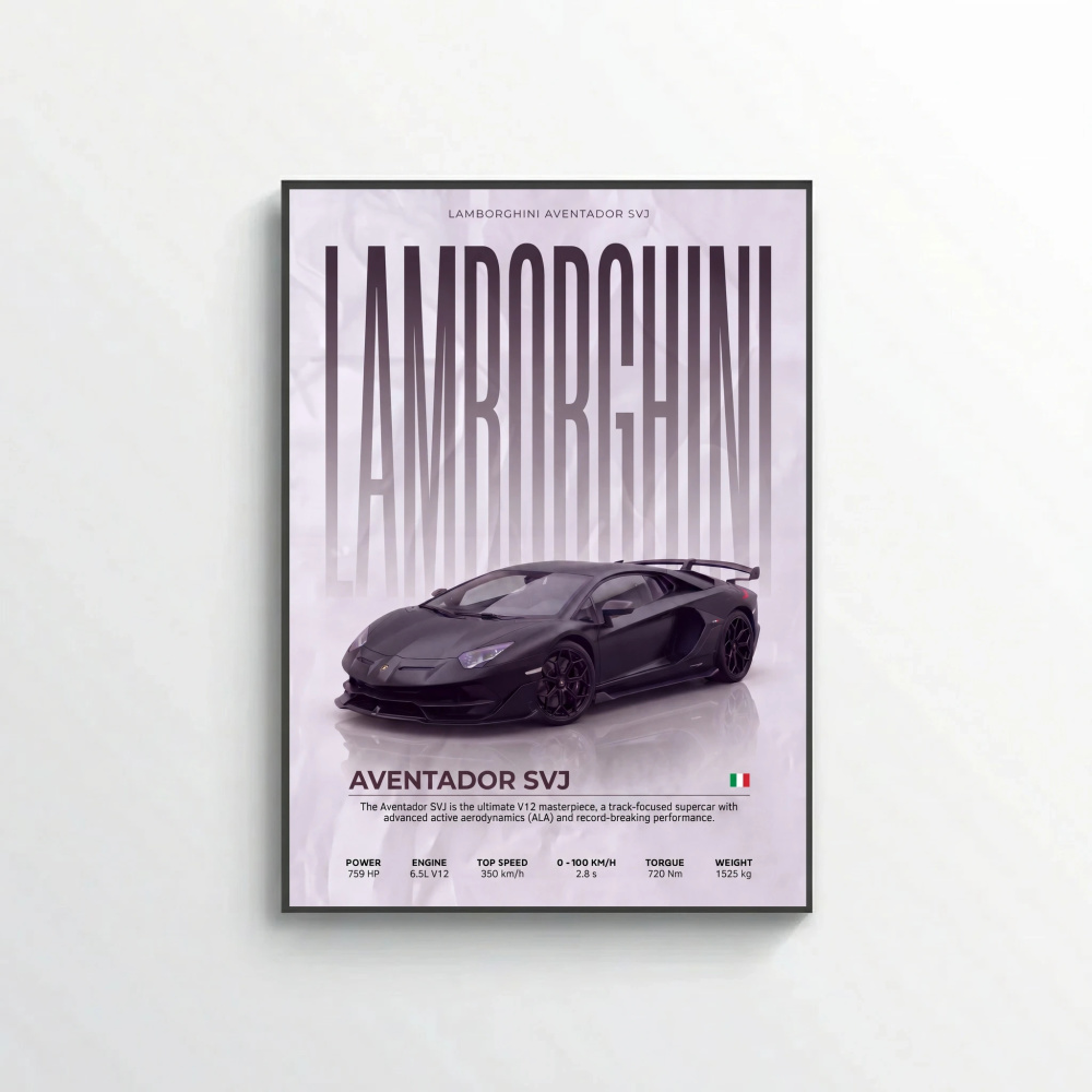 Lamborghini Aventador SVJ Poster – Modern Supercar Wall Art