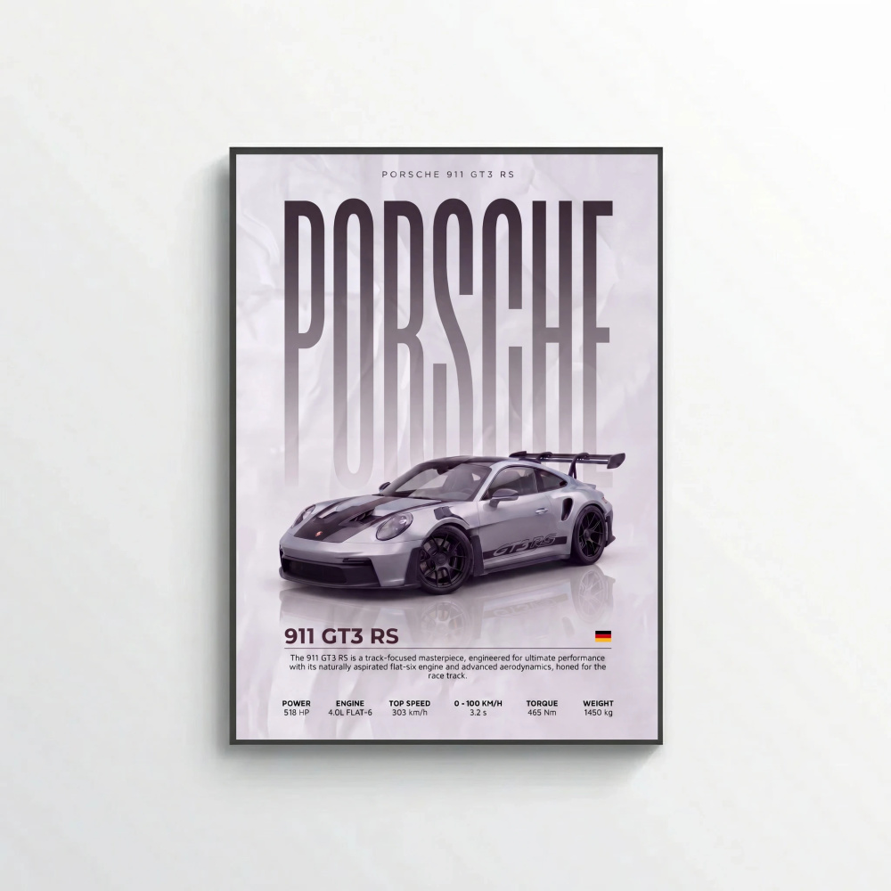 Porsche 911 GT3 RS Poster – Modern Supercar Wall Art