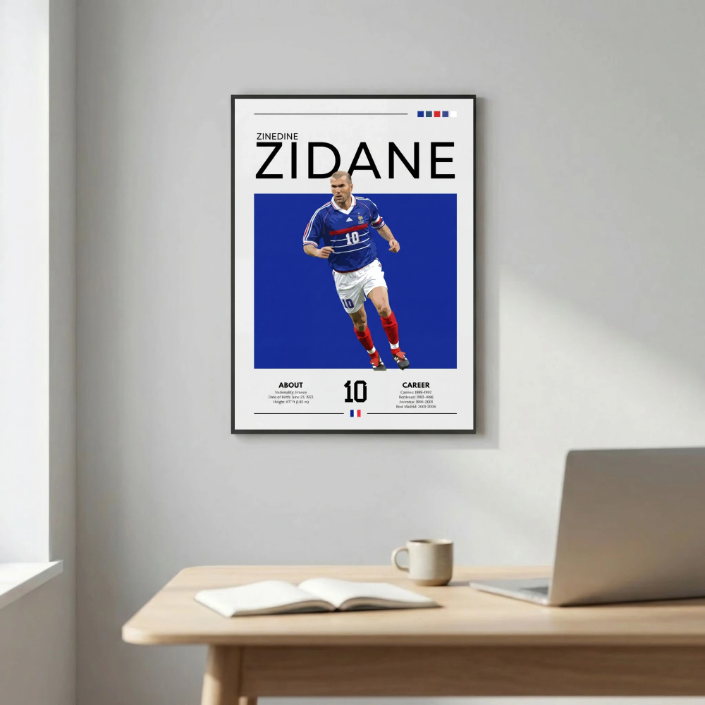 Zinedine Zidane Football Poster – Modern Legendary Wall Art