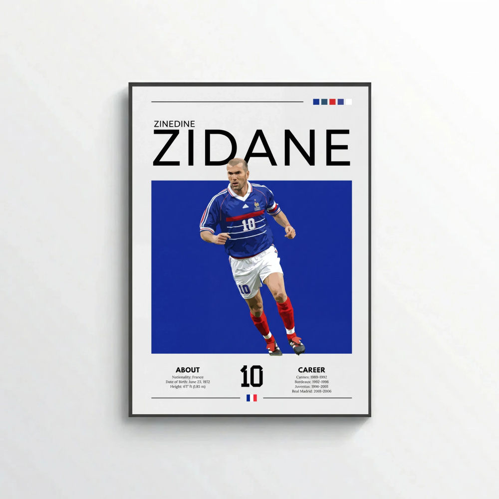 Zinedine Zidane Football Poster – Modern Legendary Wall Art