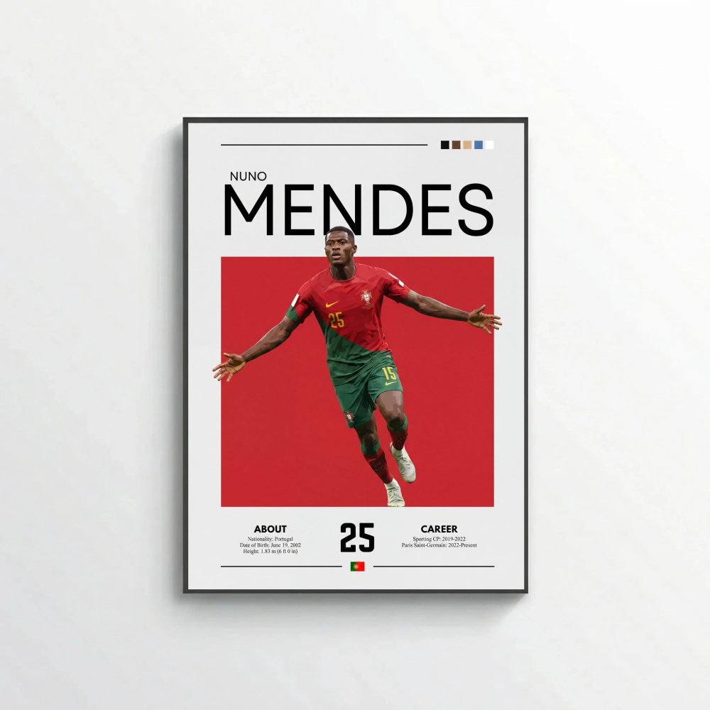 Nuno Mendes Football Poster – Modern Sports Wall Art