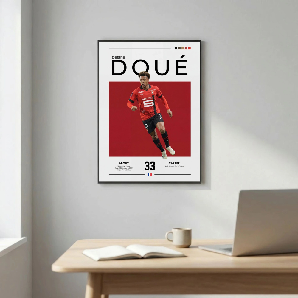 Désiré Doué Football Poster – Modern Sports Wall Art