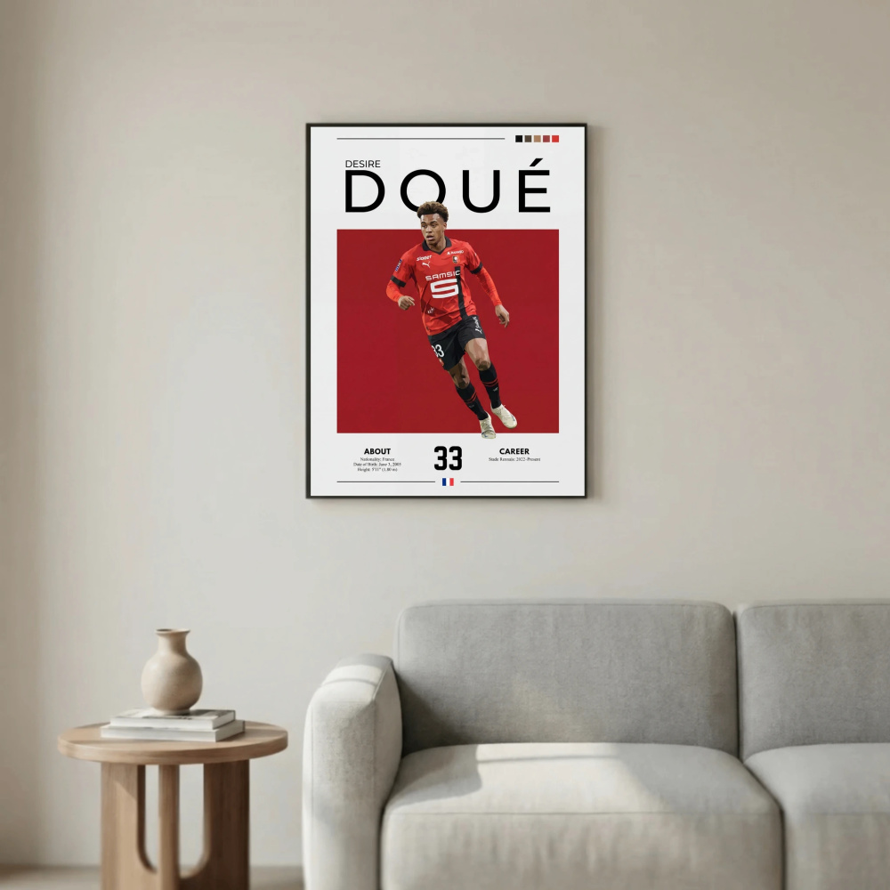 Désiré Doué Football Poster – Modern Sports Wall Art
