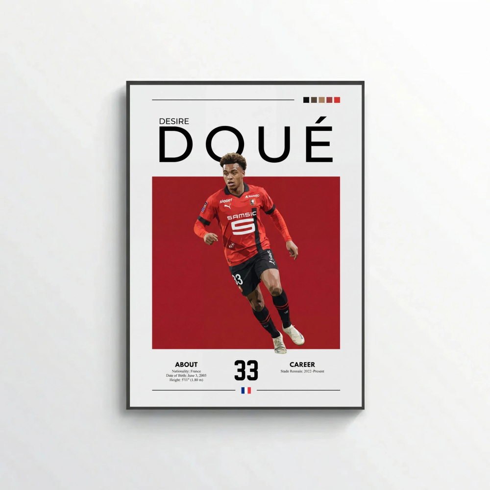 Désiré Doué Football Poster – Modern Sports Wall Art