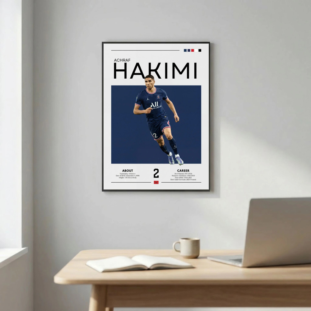 Achraf Hakimi Football Poster – Modern Sports Wall Art