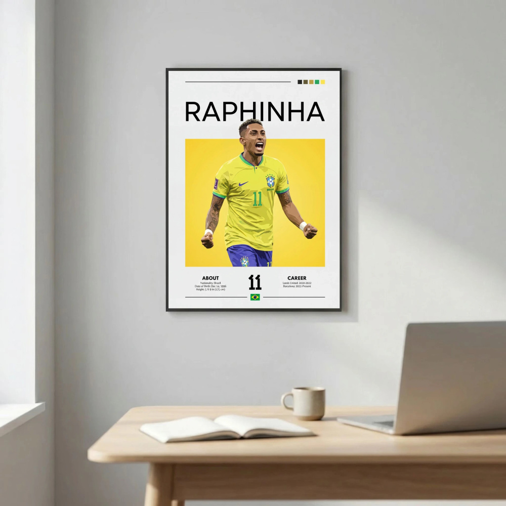 Raphinha Football Poster – Modern Sports Wall Art