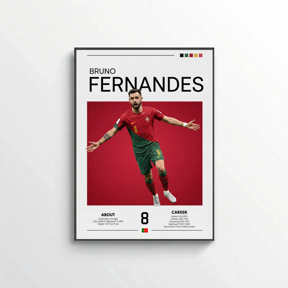 Bruno Fernandes Football Poster – Modern Sports Wall Art