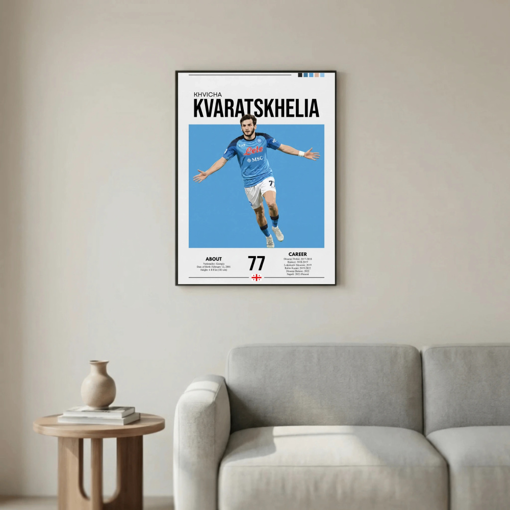 Khvicha Kvaratskhelia Football Poster – Modern Sports Wall Art