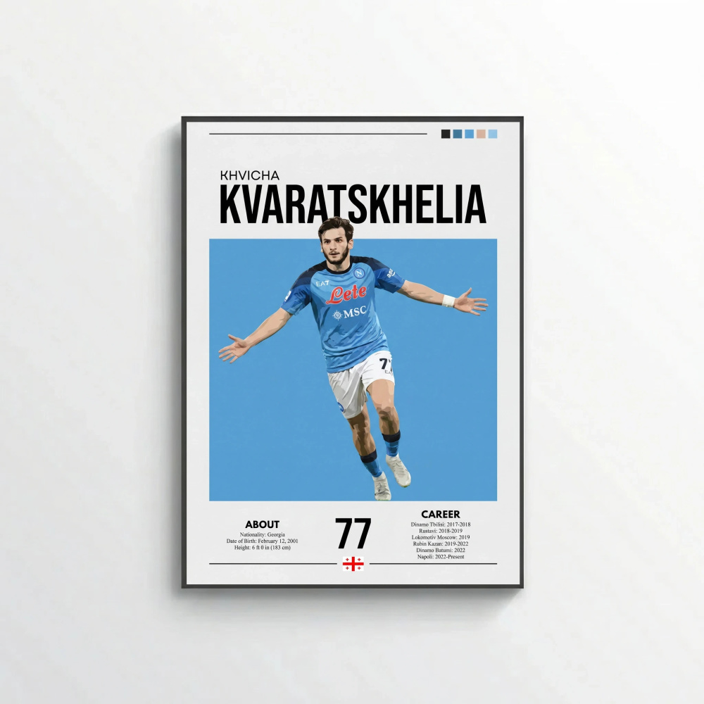 Khvicha Kvaratskhelia Football Poster – Modern Sports Wall Art