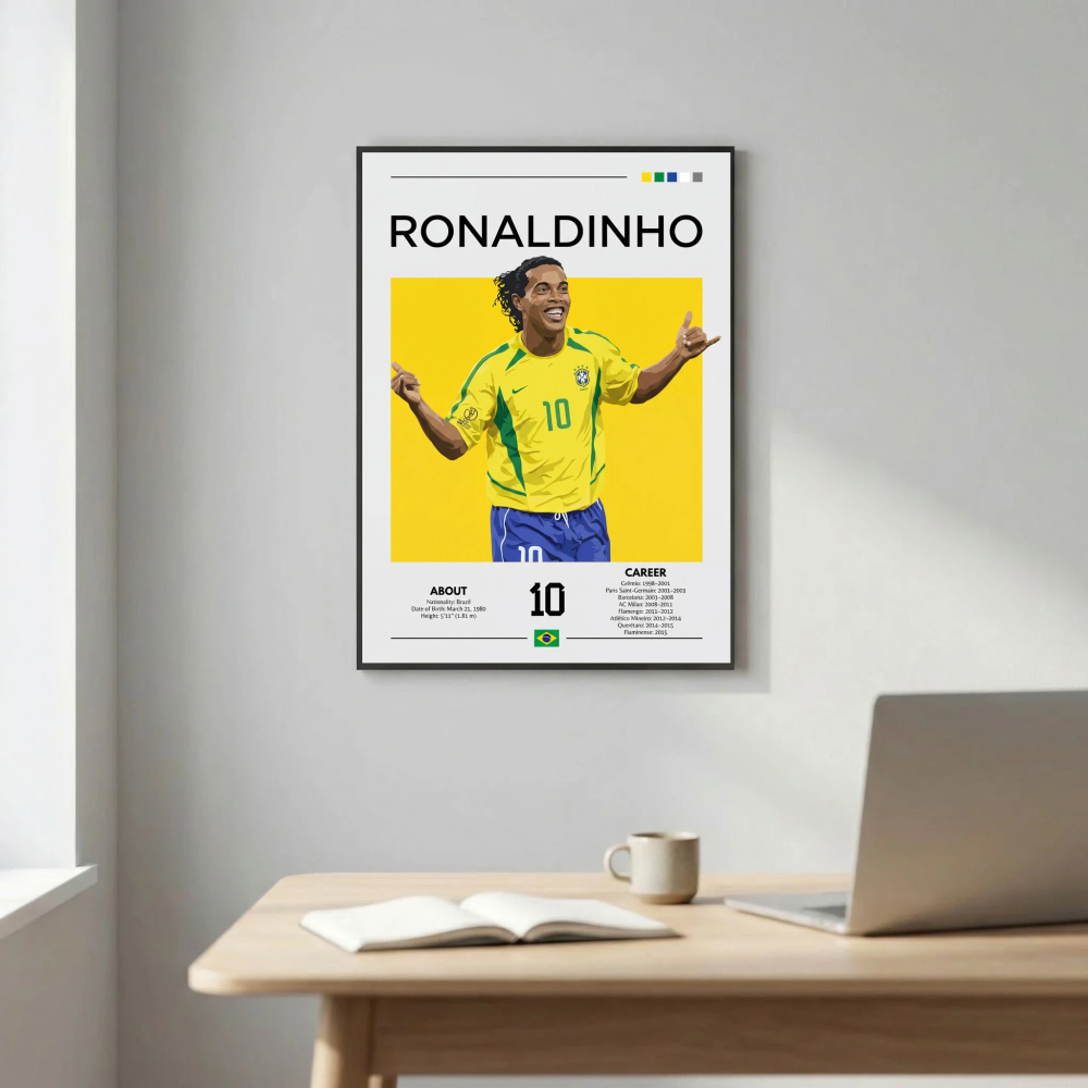 Ronaldinho Football Poster – Modern Legendary Wall Art