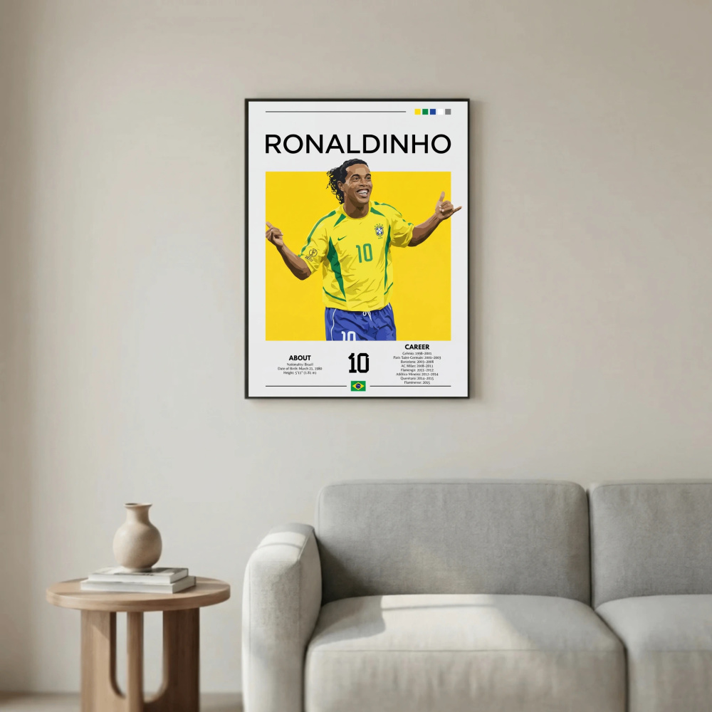 Ronaldinho Football Poster – Modern Legendary Wall Art