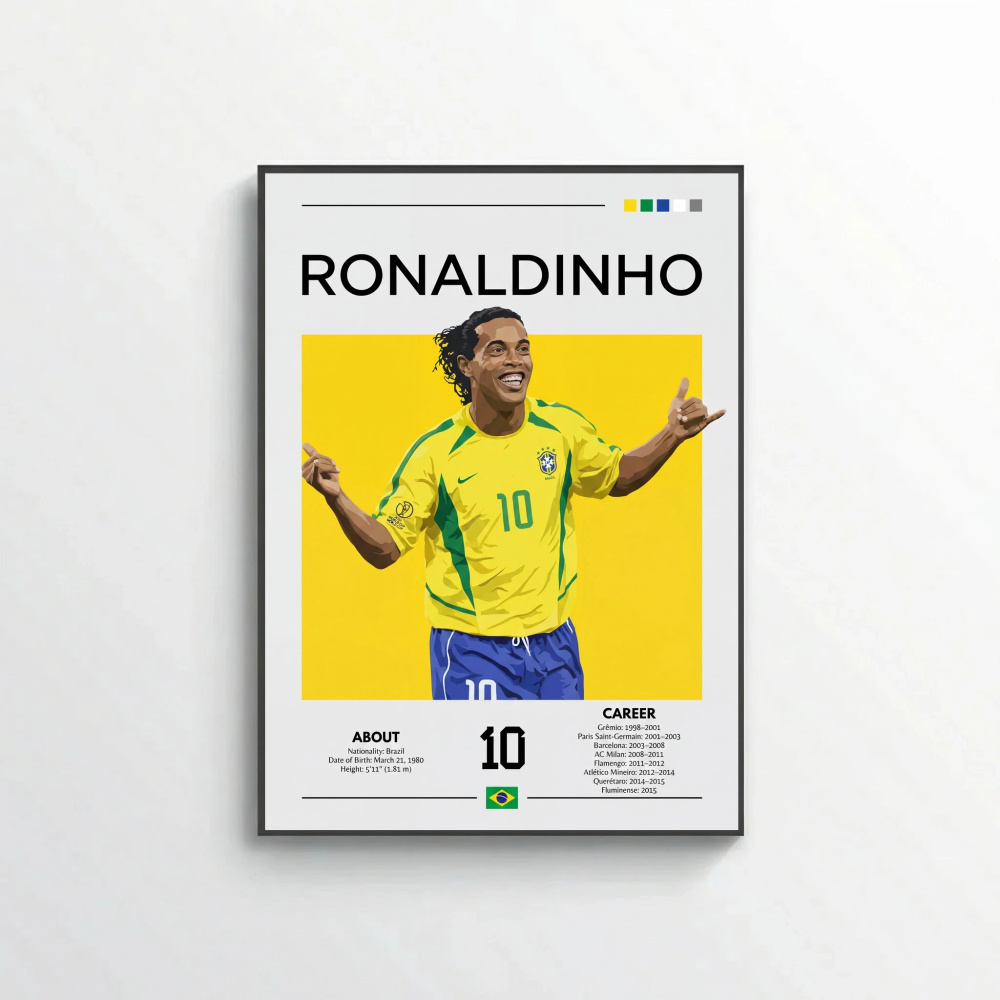 Ronaldinho Football Poster – Modern Legendary Wall Art