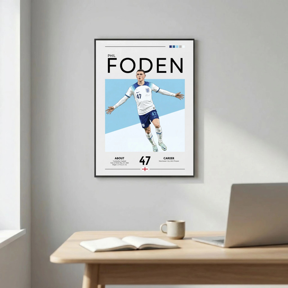 Phil Foden Football Poster – Modern Sports Wall Art