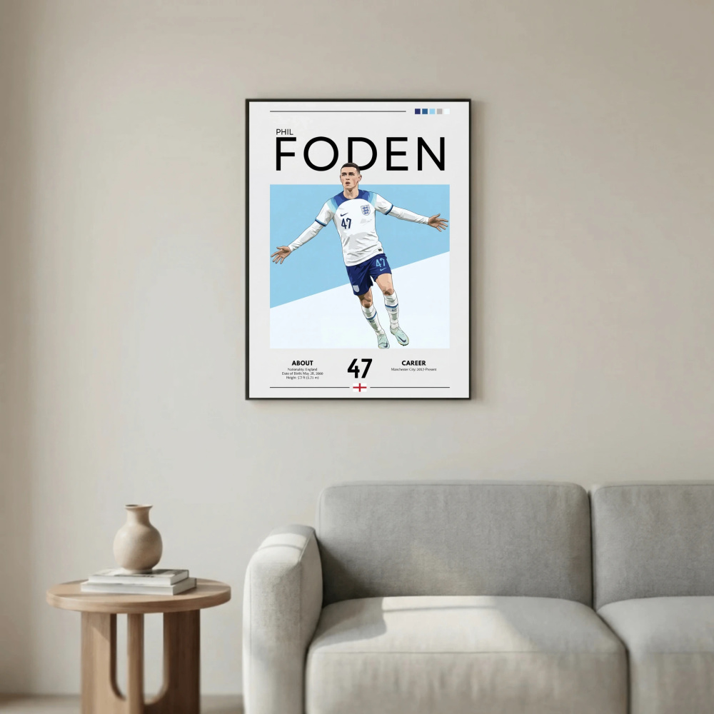 Phil Foden Football Poster – Modern Sports Wall Art