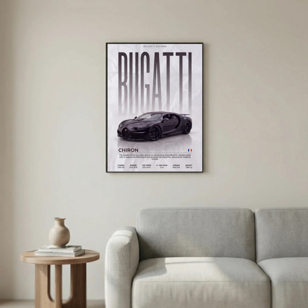 Bugatti Chiron Poster – Modern Hypercar Wall Art