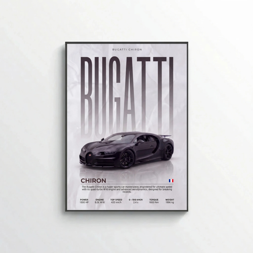 Bugatti Chiron Poster – Modern Hypercar Wall Art