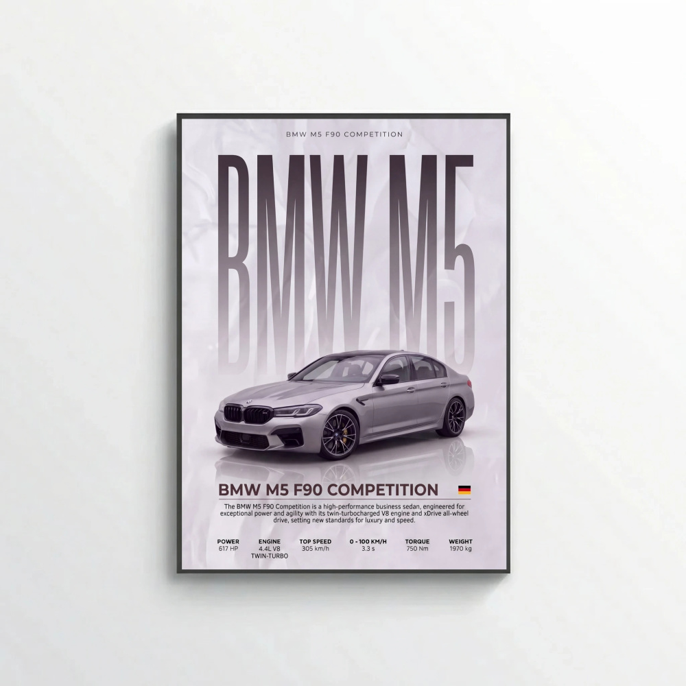 BMW M5 F90 Competition Poster – Modern Performance Car Wall Art