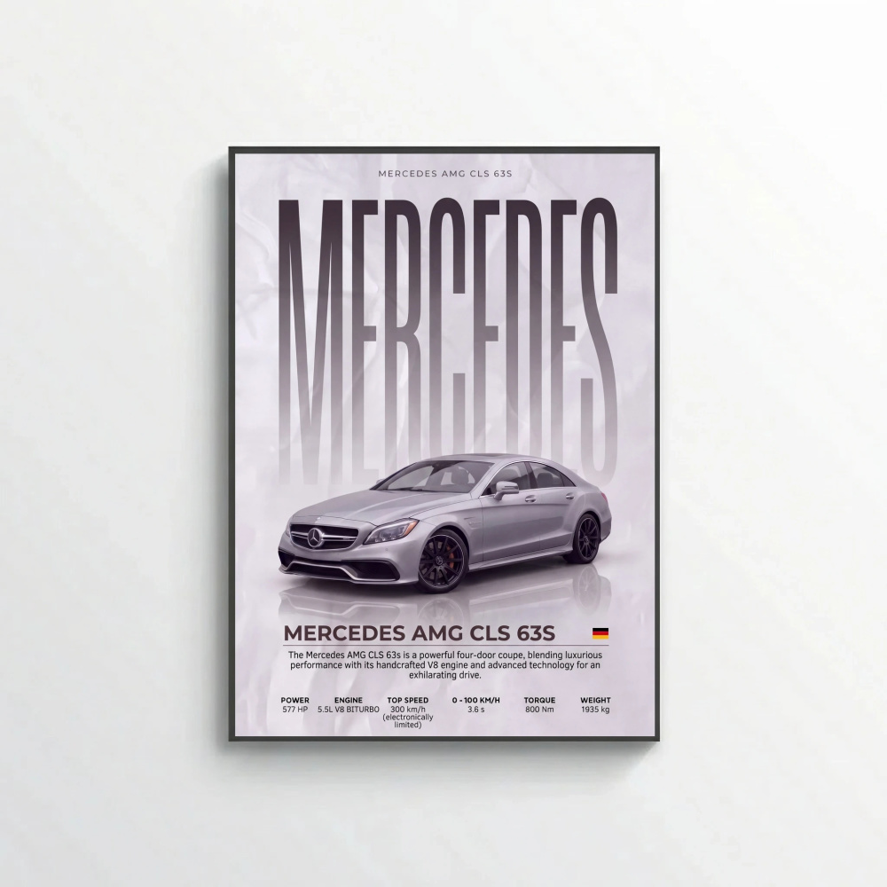 Mercedes AMG CLS 63 S Poster – Modern Performance Sedan Wall Art
