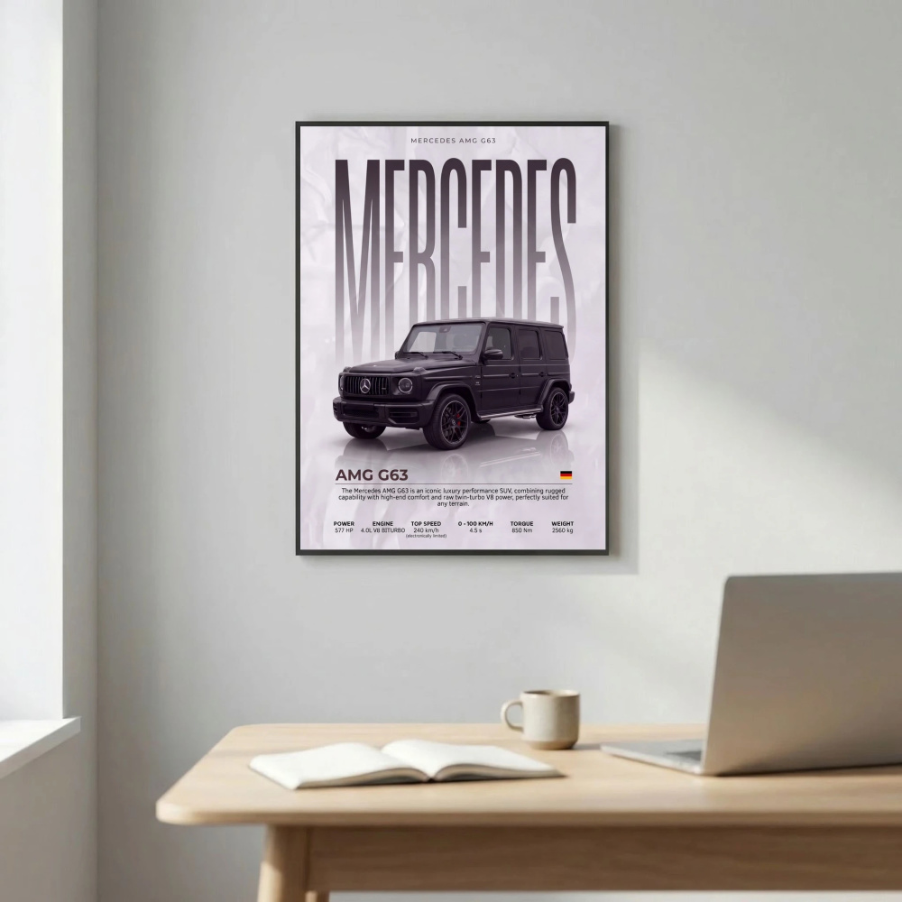 Black Mercedes AMG G63 Poster – Modern Luxury SUV Wall Art