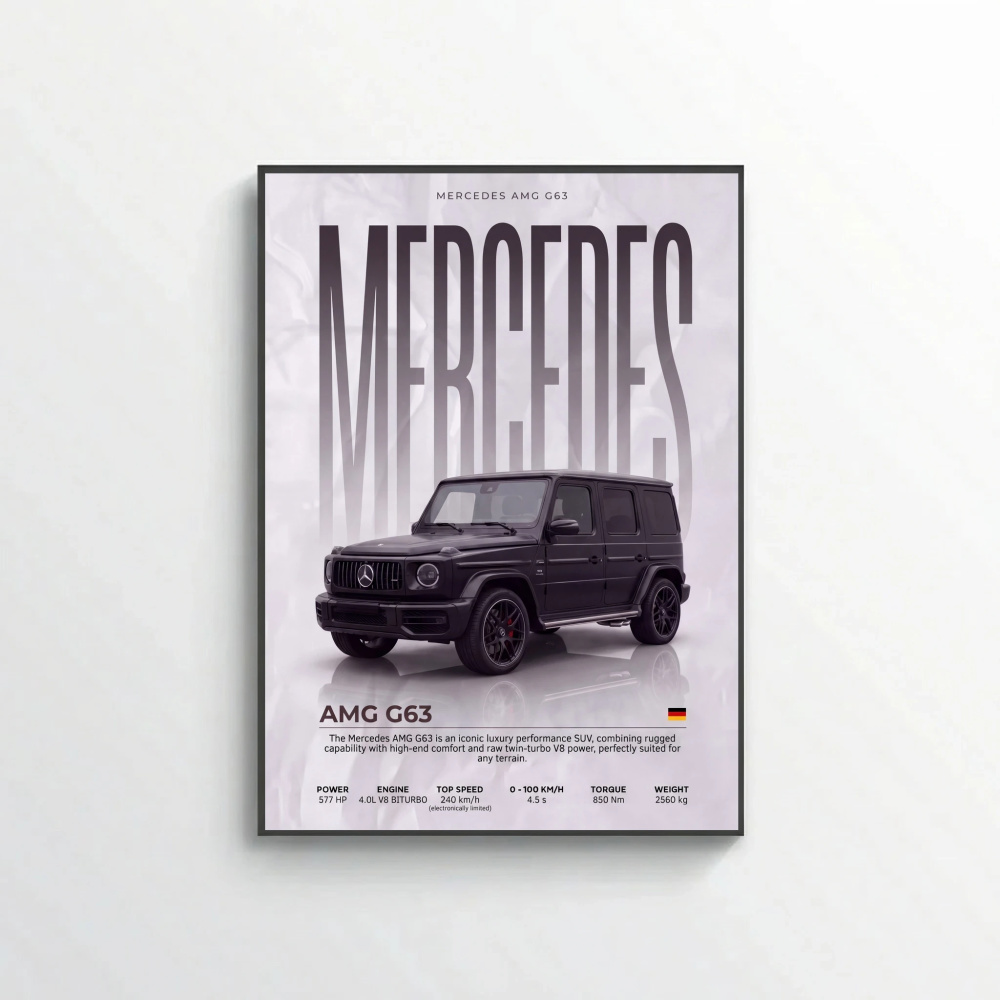 Black Mercedes AMG G63 Poster – Modern Luxury SUV Wall Art