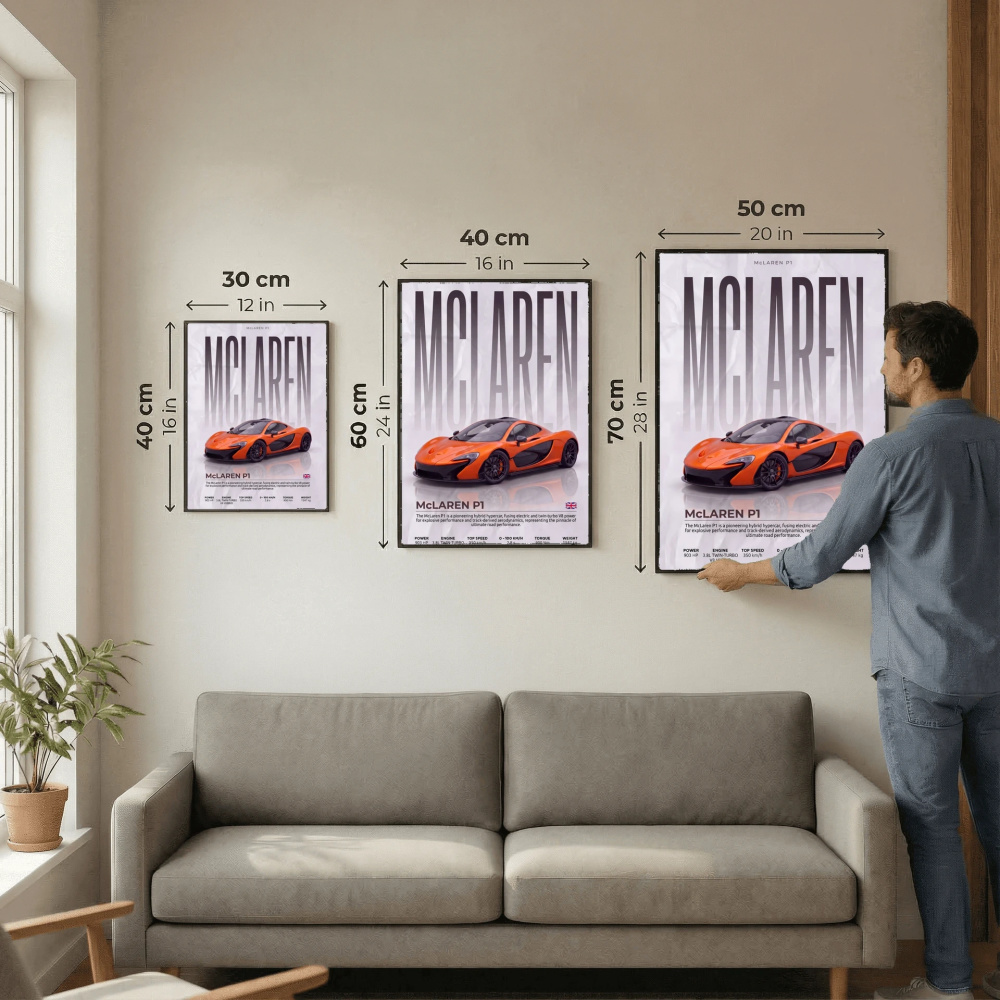 Orange McLaren P1 Poster – Modern Hypercar Wall Art