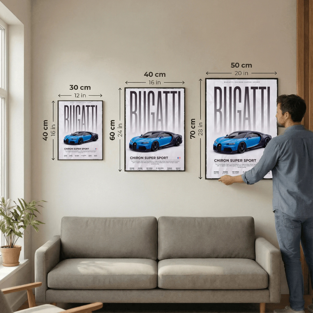 Blue Bugatti Chiron Super Sport 300+ Poster – Modern Hypercar Wall Art