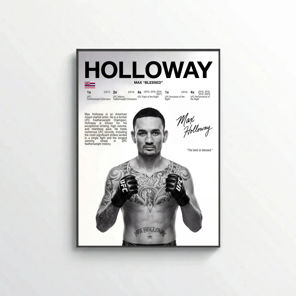 Max Holloway Poster – Modern UFC-Inspired Wall Art Print