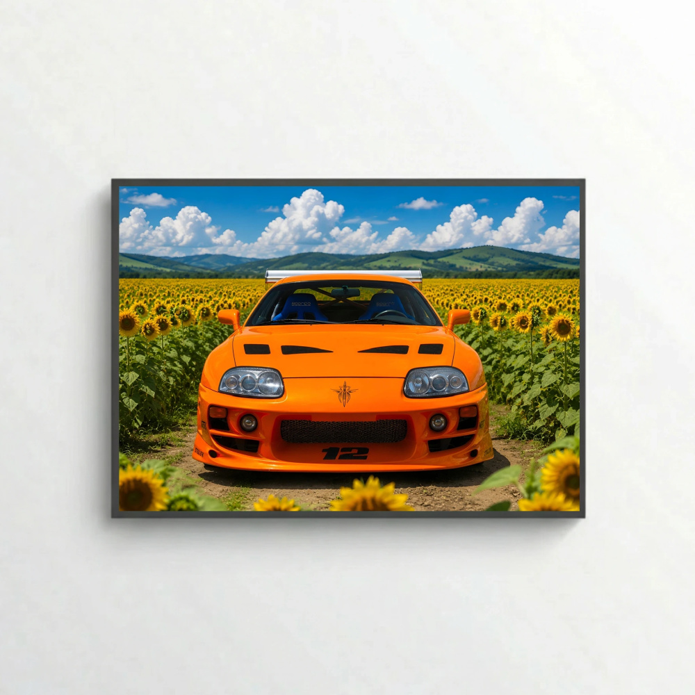 Ultimate Supra MK4 surrounded by charming sunflowers
