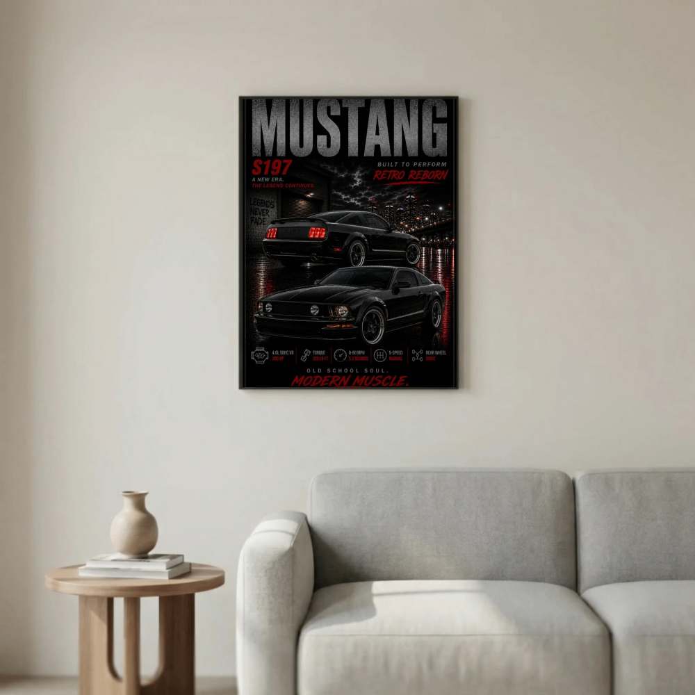 Ford Mustang S197 2005 Poster - Retro Reborn Modern Muscle Car Art