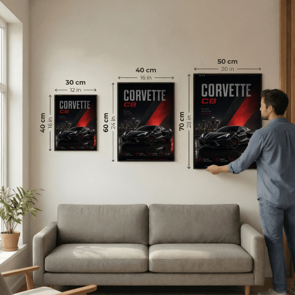 Chevrolet Corvette C8 2020 Poster - Balance Precision Adrenaline Supercar Art