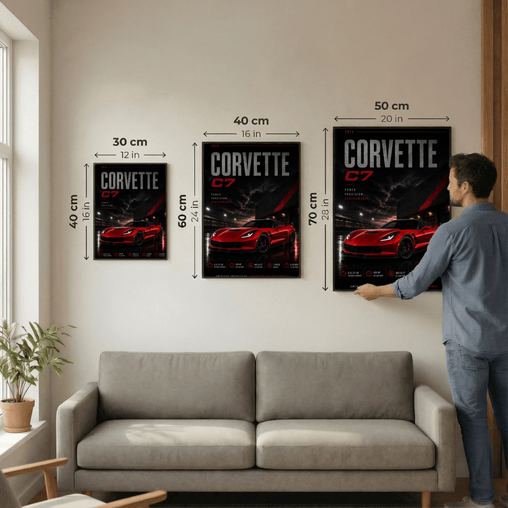 Chevrolet Corvette C7 2014 Poster - American Engineering Sports Car Art