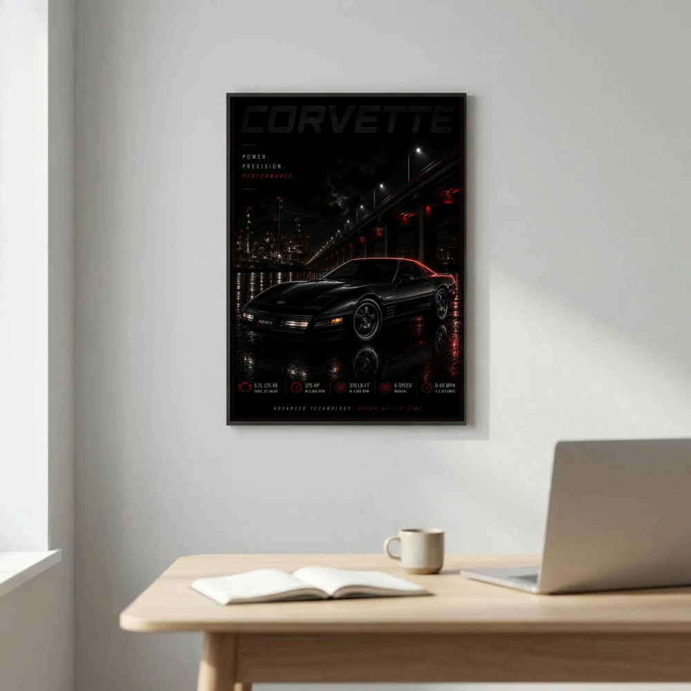 Chevrolet Corvette C4 ZR-1 1990 Poster - Advanced Technology Retro Car Art