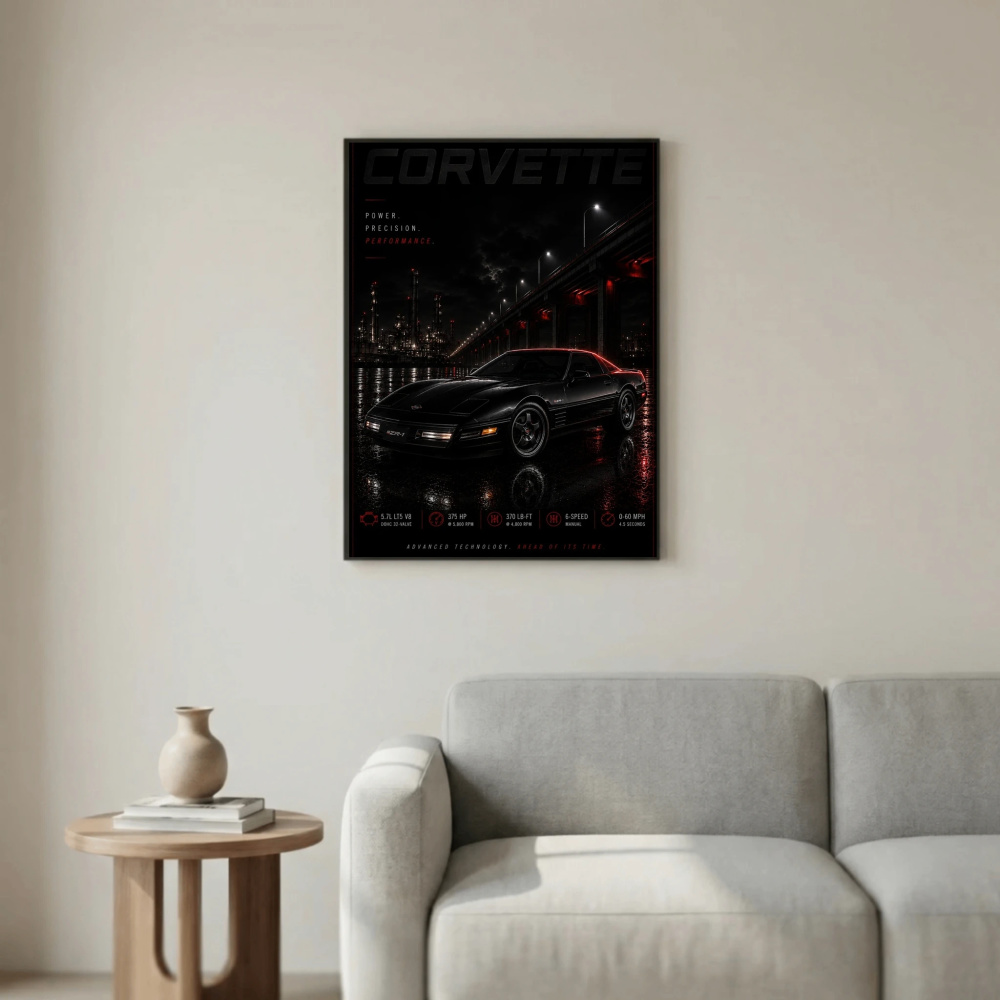 Chevrolet Corvette C4 ZR-1 1990 Poster - Advanced Technology Retro Car Art