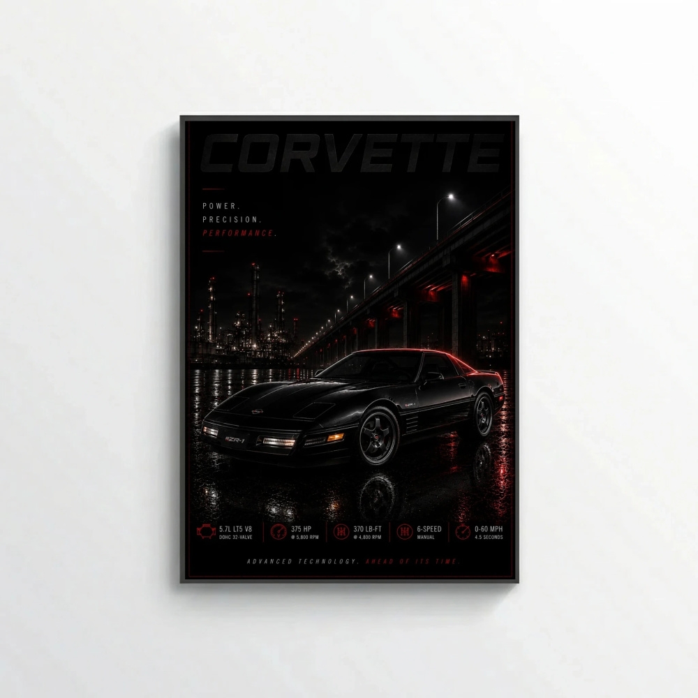 Chevrolet Corvette C4 ZR-1 1990 Poster - Advanced Technology Retro Car Art