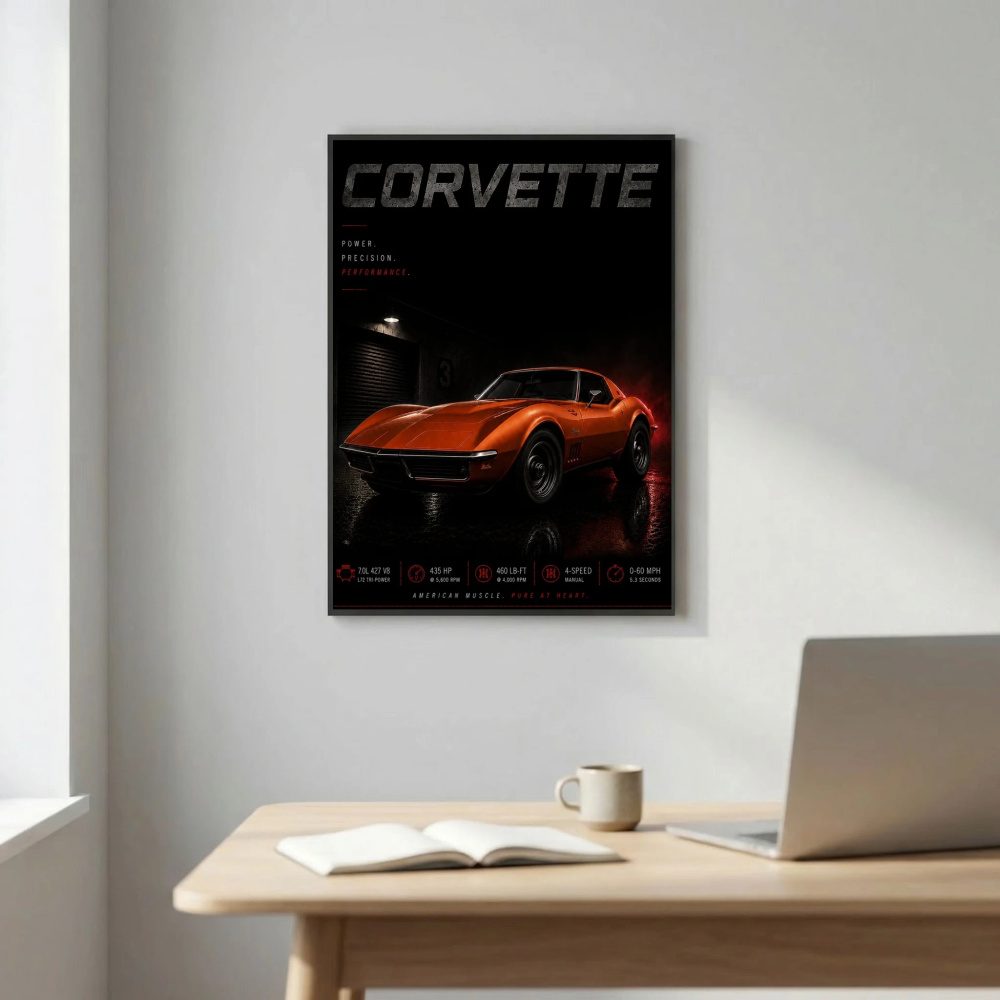 Chevrolet Corvette C3 Stingray 1969 Poster - American Muscle Vintage Car Art