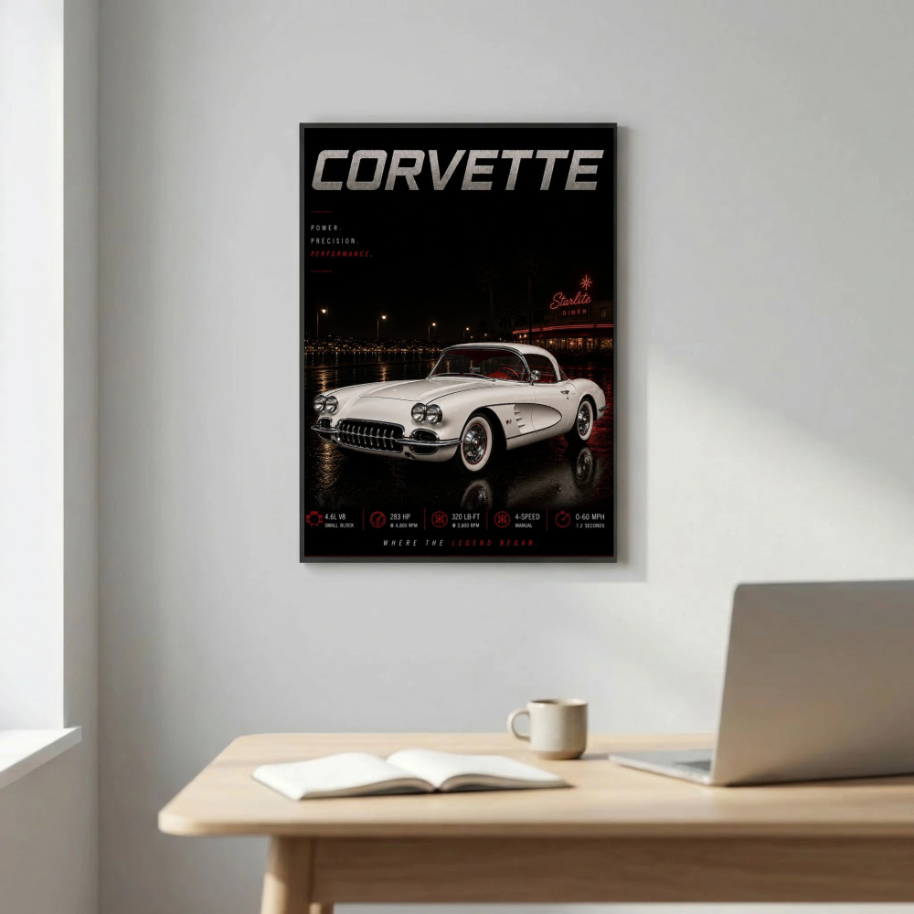 Chevrolet Corvette C1 1958 Poster - Where The Legend Began Vintage Car Art