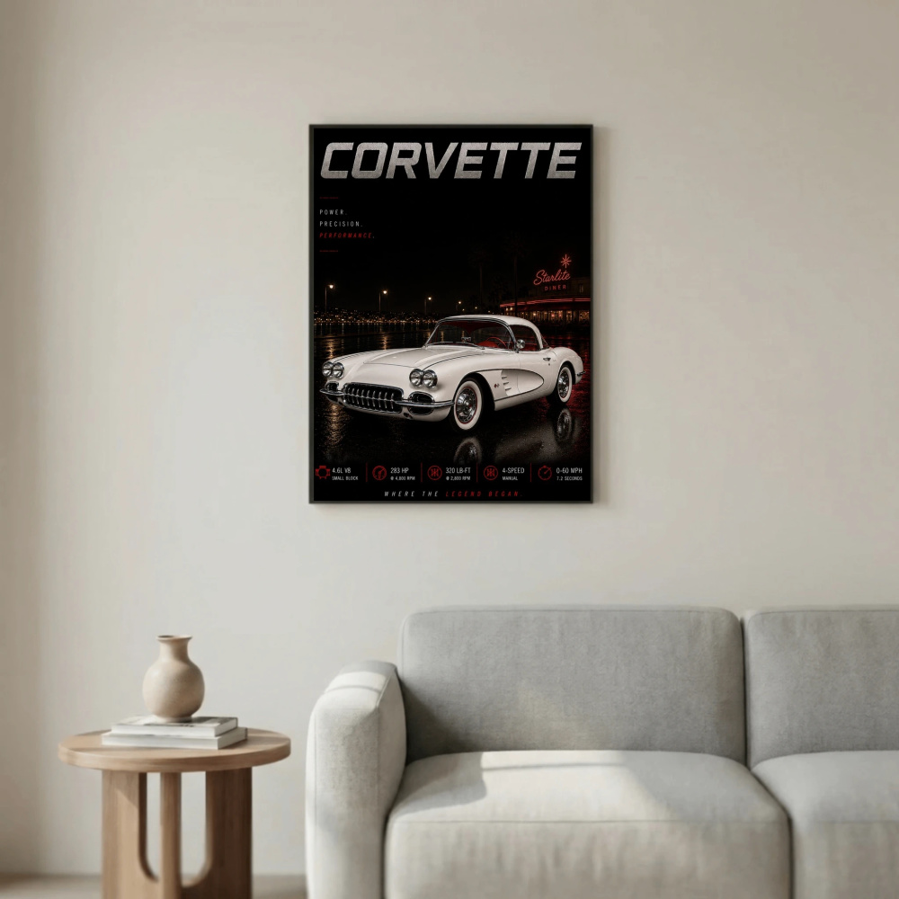 Chevrolet Corvette C1 1958 Poster - Where The Legend Began Vintage Car Art
