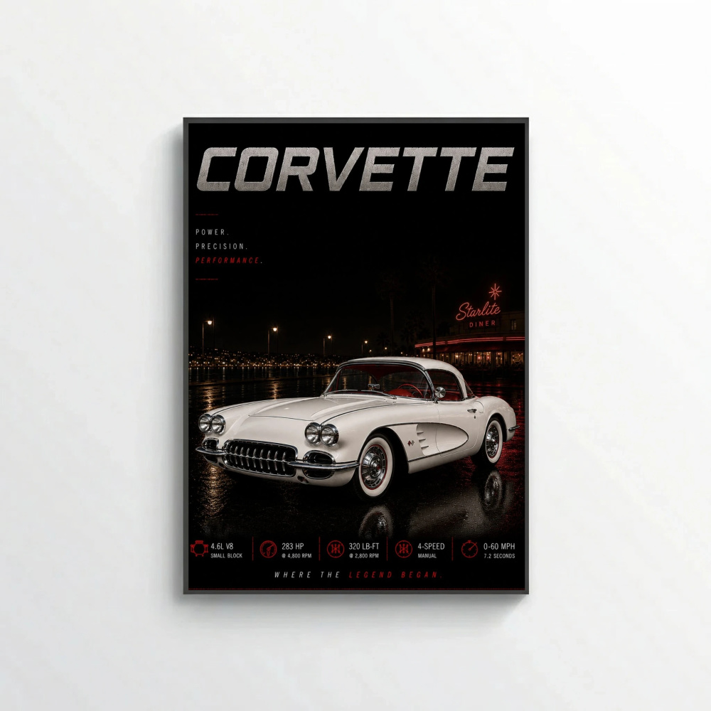 Chevrolet Corvette C1 1958 Poster - Where The Legend Began Vintage Car Art