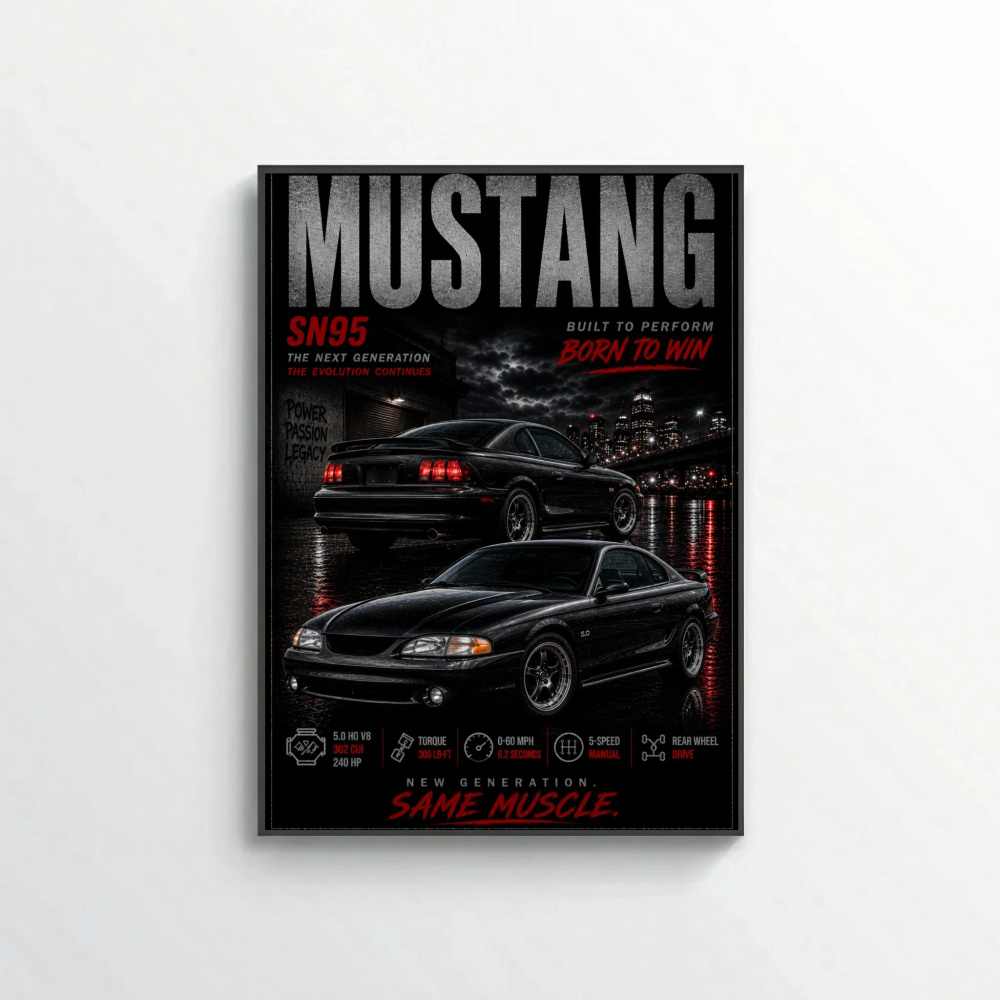 Ford Mustang SN95 1995 Poster - Pure American Muscle Car Art