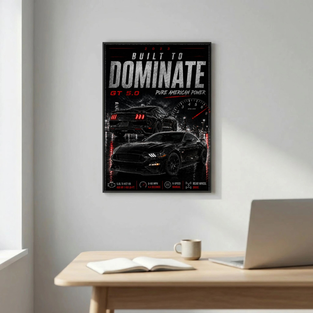 Ford Mustang GT 5.0 2023 Poster - Pure American Power Muscle Car Art