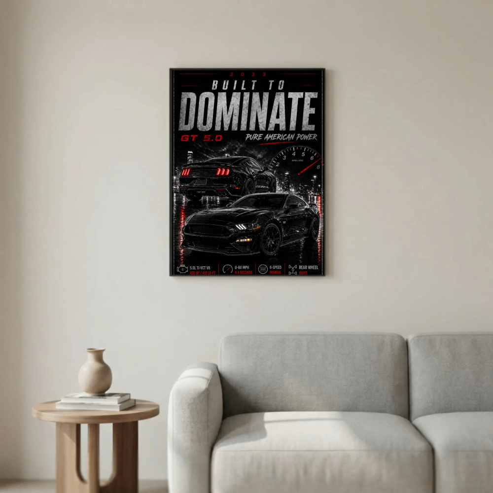 Ford Mustang GT 5.0 2023 Poster - Pure American Power Muscle Car Art