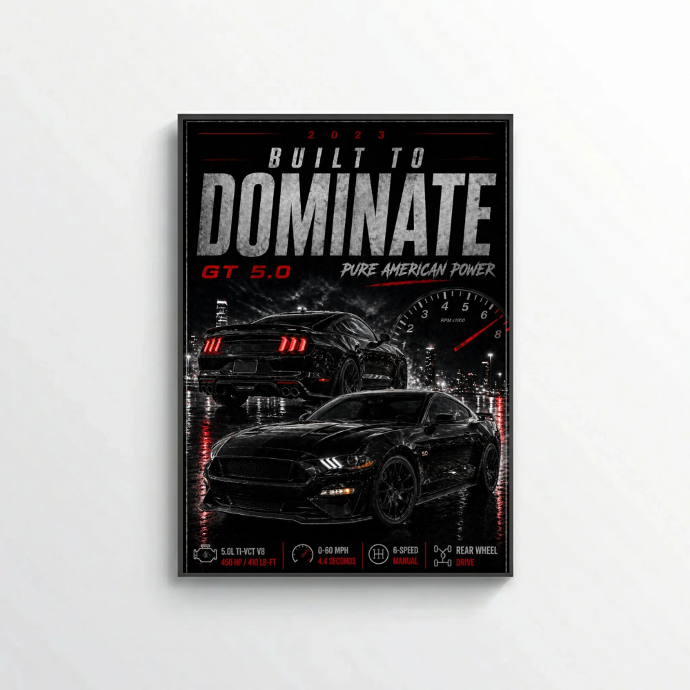 Ford Mustang GT 5.0 2023 Poster - Pure American Power Muscle Car Art