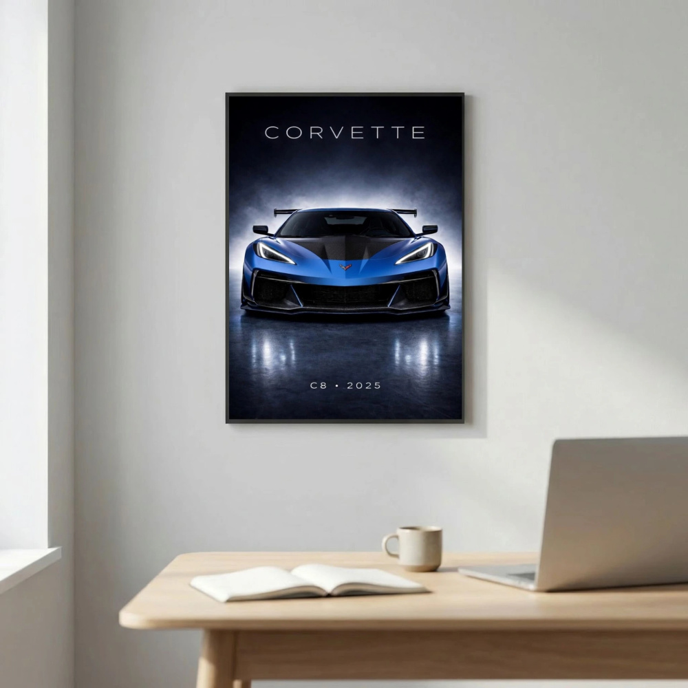 Chevrolet Corvette C8 ZR1 2025 Poster - Dark Modern American Supercar Art