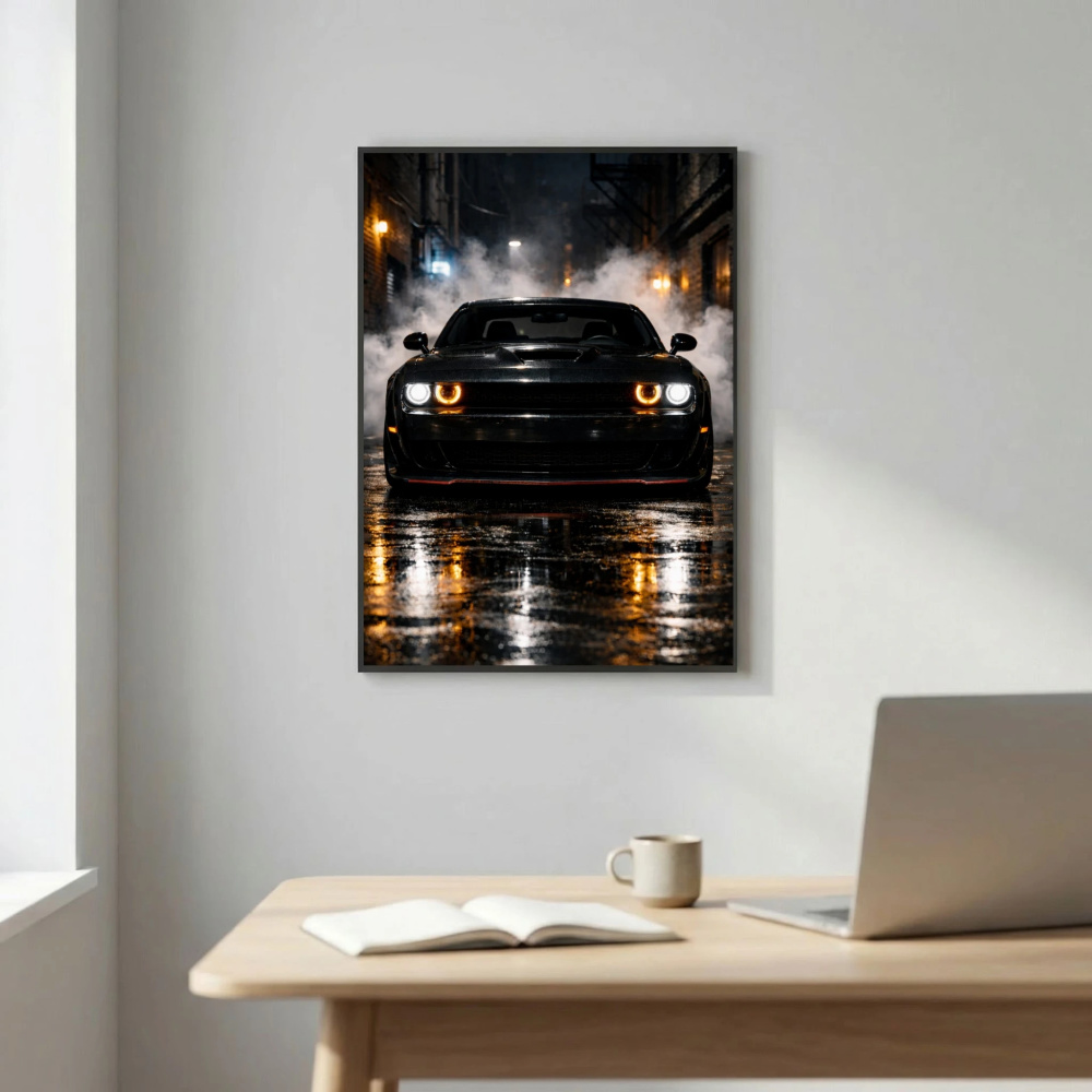 Dodge Challenger SRT Hellcat Poster - Dark Street Muscle Car Art
