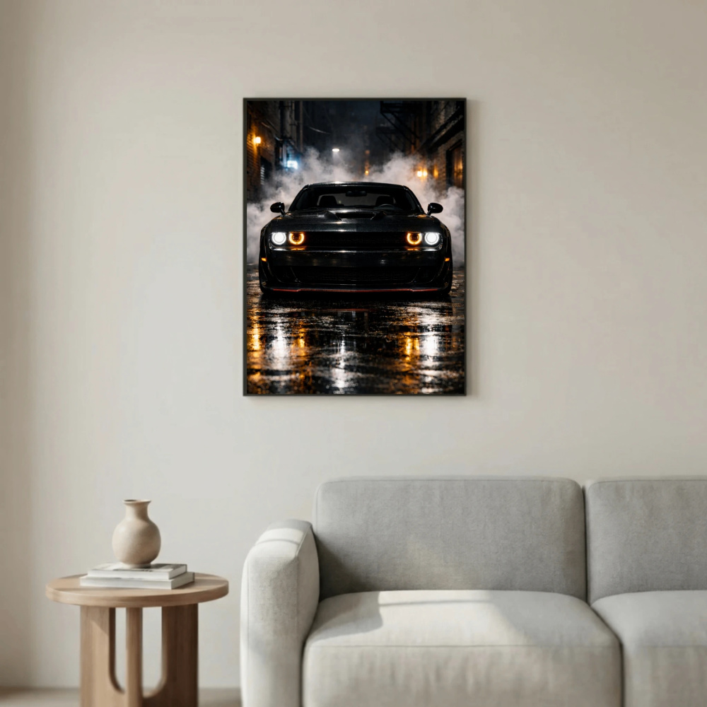 Dodge Challenger SRT Hellcat Poster - Dark Street Muscle Car Art