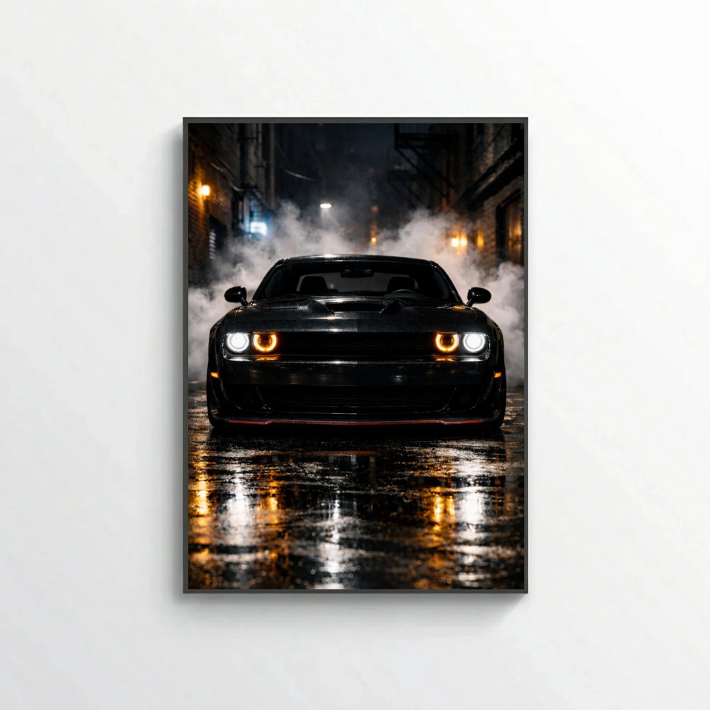 Dodge Challenger SRT Hellcat Poster - Dark Street Muscle Car Art