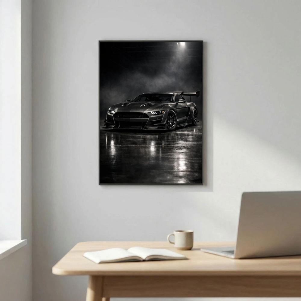 Ford Mustang Carbon Fiber Edition Poster - Dark Widebody Car Art